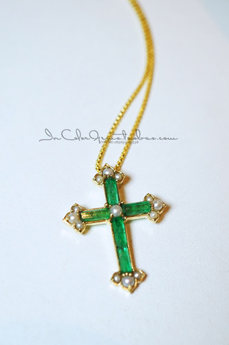 InColor彩定制k金吊坠祖母绿原创