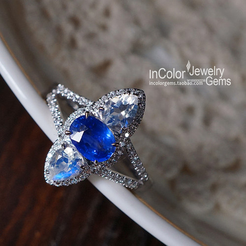 天然18k金蓝宝石戒指定制