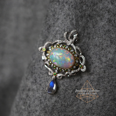 复兴时代/18k金澳洲欧泊 吊坠胸针  鉴赏定制/InColor 彩定制