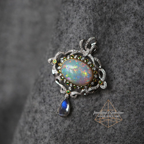 复兴时代/18k金澳洲欧泊 吊坠胸针  鉴赏定制/InColor 彩定制