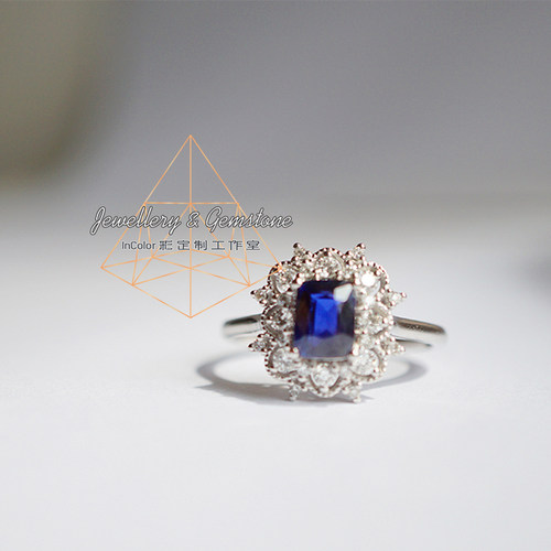 天然蓝宝石18k金戒指定制