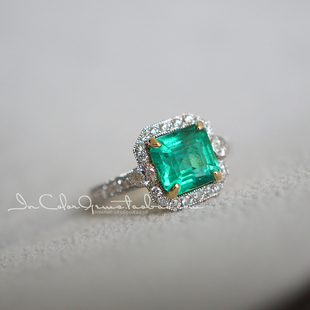 无名诗/天然祖母绿戒指 18k金配钻 鉴赏定制/InColor彩定制