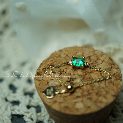 链条天然祖母绿哥伦比亚18k定制