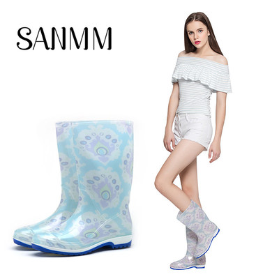 三明美中筒加绒冬季时尚耐磨水鞋