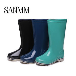 三明美中筒纯色雨鞋 加绒防滑保暖胶鞋 舒适雨靴女水鞋 1668 女冬季