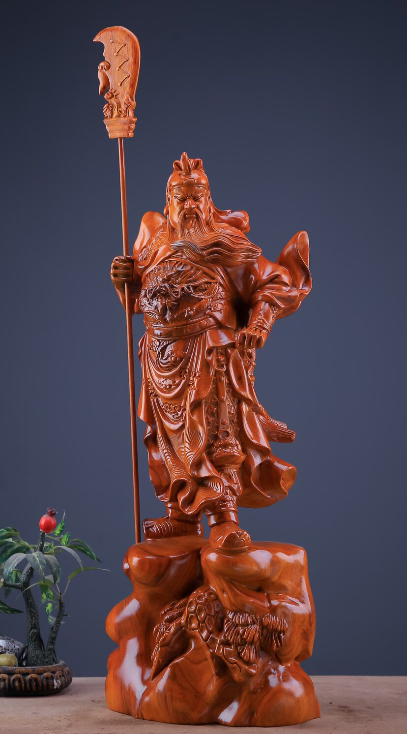 非洲花梨木木雕立刀关公/关二爷招财工艺品摆件整木 商务礼