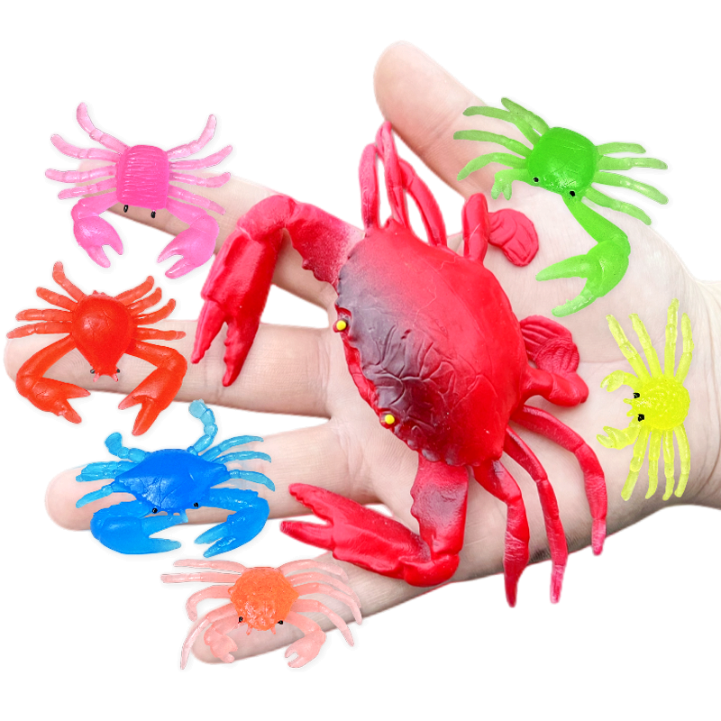玩具软胶螃蟹大小号彩色套装包邮