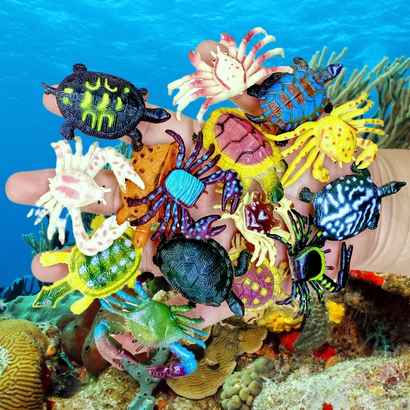 迷你仿真海龟螃蟹8只套装包邮