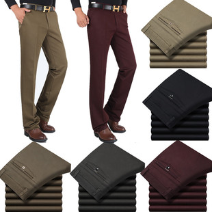 冬季厚款男装弹力棉休闲裤加肥加大码男裤高腰深裆生态棉长裤子