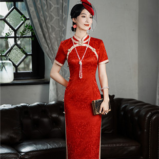 2023年新款 旗袍女夏季 改良日常 高档显瘦双面提花长款 老上海年轻款
