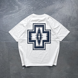 现货BEAMS B:MING PENDLETON 定番联名图腾宽松机能速干短袖T恤