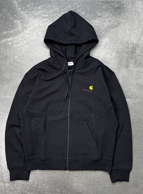 现货Carhartt WIP Hooded AmericanScript卡哈特刺绣小标卫衣帽衫