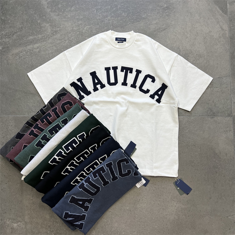 现货nautica日系刺绣LOGO短袖