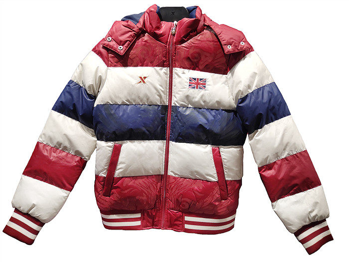 特步新品女子可拆卸连帽短款拼色直筒休闲厚棉服989428180121