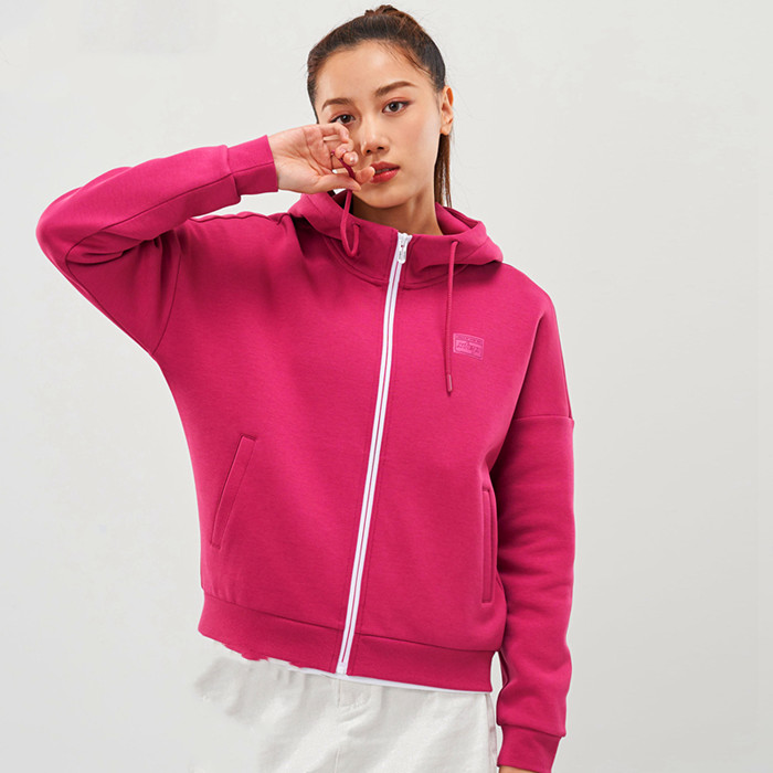 特步女休闲上衣春新款宽松蝙蝠袖短款运动女外套979128940130优惠