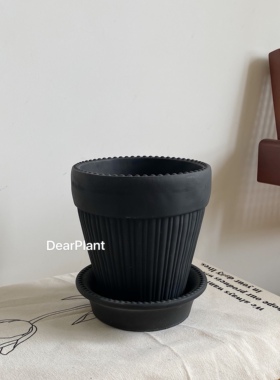 亲爱的绿植西蒙娜北欧之巢高级碳黑磨砂质感轻奢植物盆栽盆器花盆