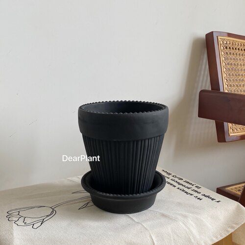 西蒙娜之巢高级碳黑磨砂盆器北欧