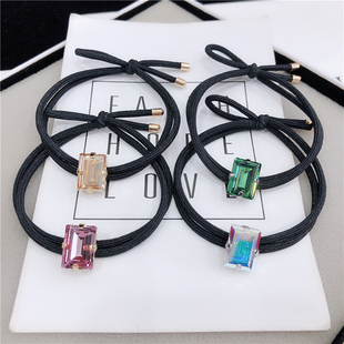 施家水晶头绳冰糖14MM华子钻发圈大颗炫彩透亮橡皮筋高弹马尾头绳