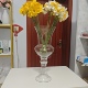 欧式 饰摆件 中古高透玻璃花瓶透明高脚水养鲜切花花器玫瑰客厅装