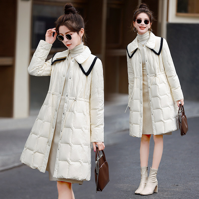轻薄羽绒服女中长款修身2025冬季新款高端气质显瘦白鸭绒外套减龄