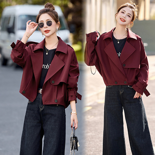 韩系高级感工装外套女春秋新款超好看百搭时尚气质小个子短款风衣