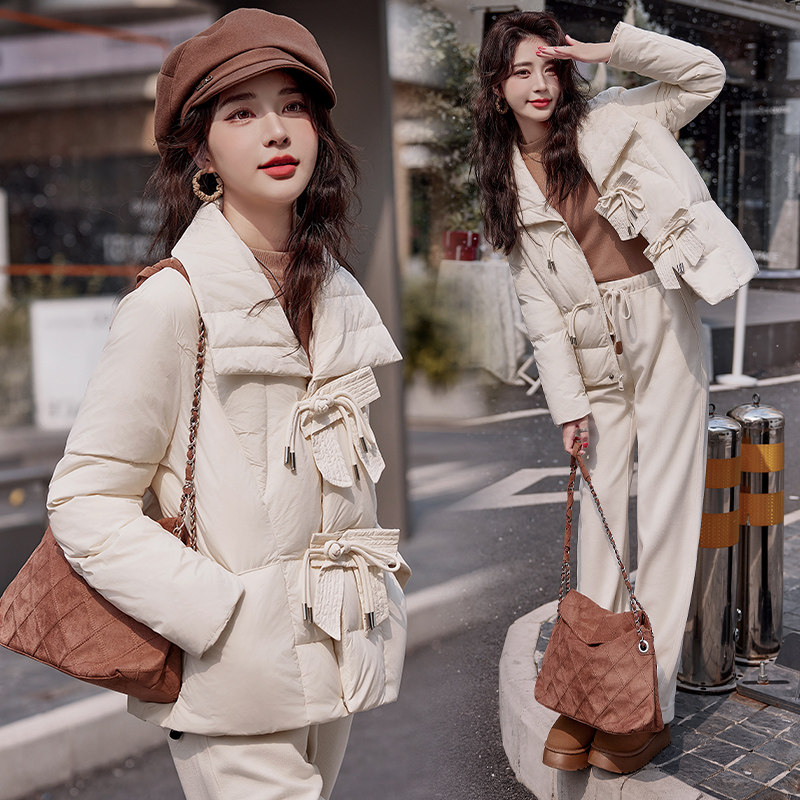 冬装宽松短款羽绒服女冬季2025新款小个子高端洋气加厚白鸭绒外套