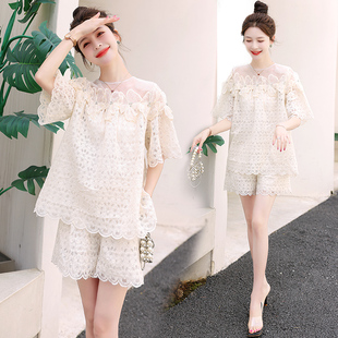 小香风短裤套装女2025夏新款小个子欧货时尚洋气蕾丝两件套高级感