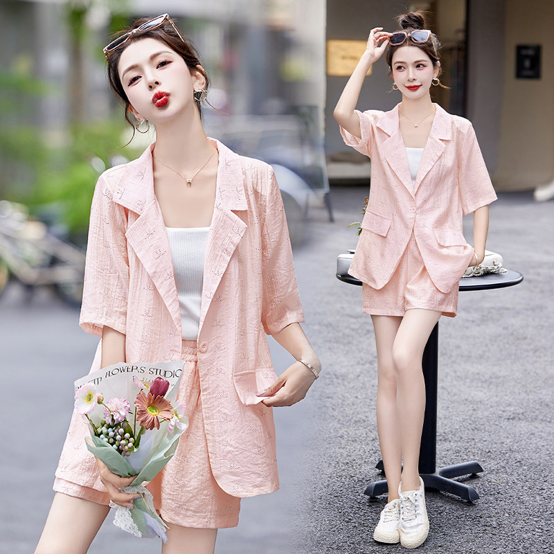 时尚西装套装女2025年夏季新款薄款小个子气质休闲短裤两件套显瘦