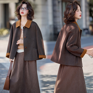 高级感双面羊毛呢子大衣女2025秋冬款短款时尚气质毛呢外套小个子