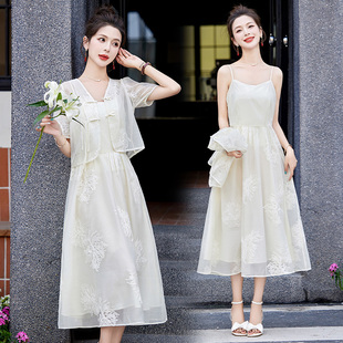 小香风新中式国风盘扣两件套吊带裙女2025夏季新款套装裙子高级感