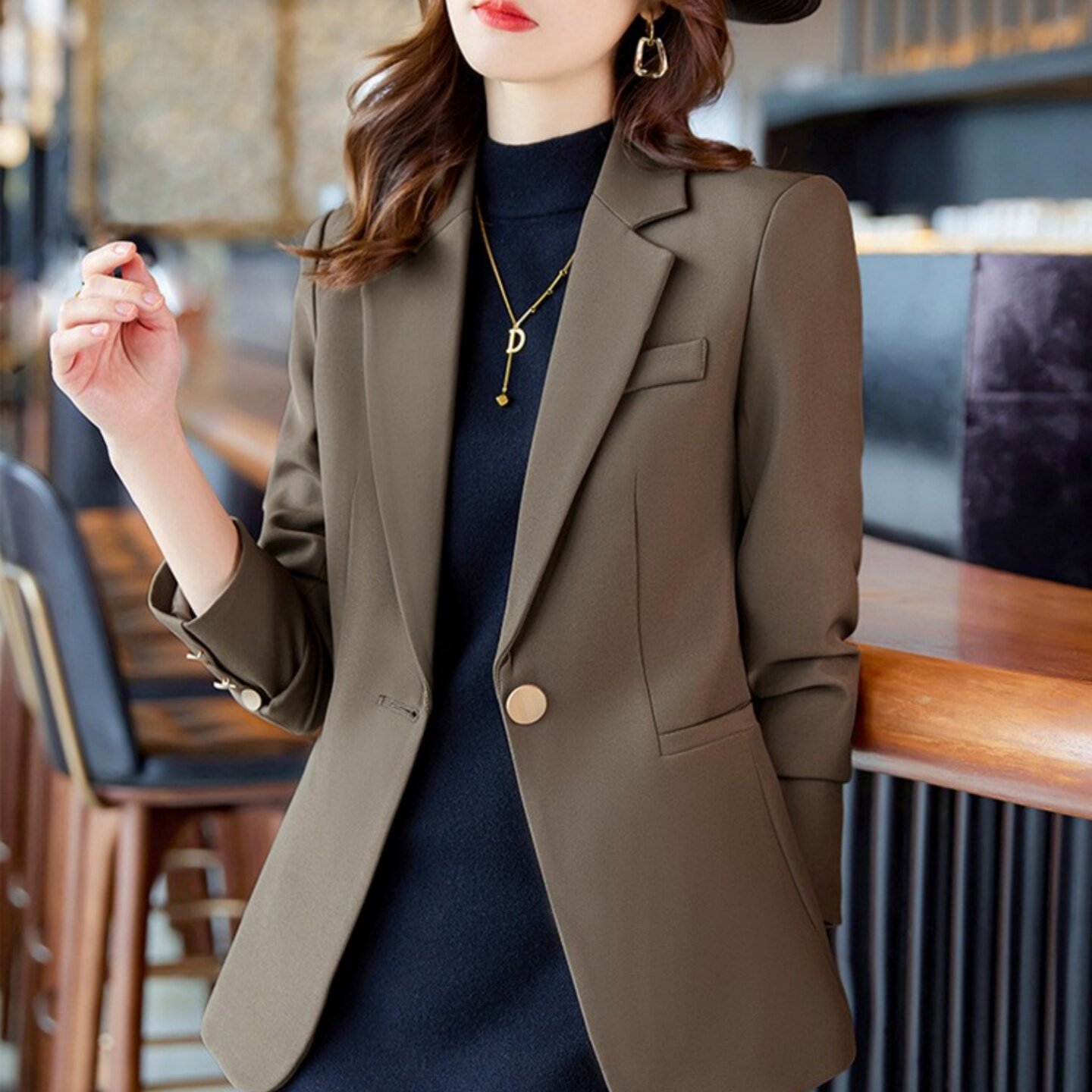 黑色巨好看西装外套女2025秋冬新款修身显瘦休闲职业通勤正装