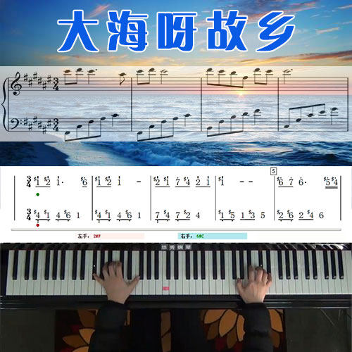 大海呀故乡(朱明瑛)五线谱简谱钢琴教学课程 悠秀