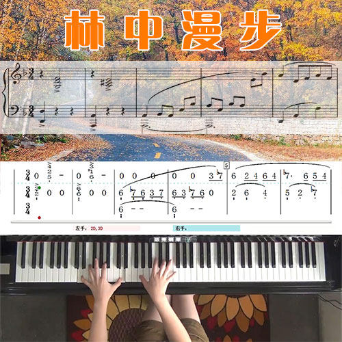 林中漫步(班得瑞)五线谱简谱钢琴教学课程 悠秀