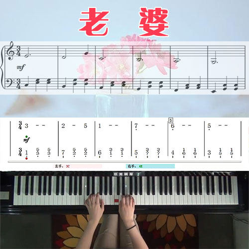 老婆(S.H.E)五线谱简谱钢琴教学课程 悠秀