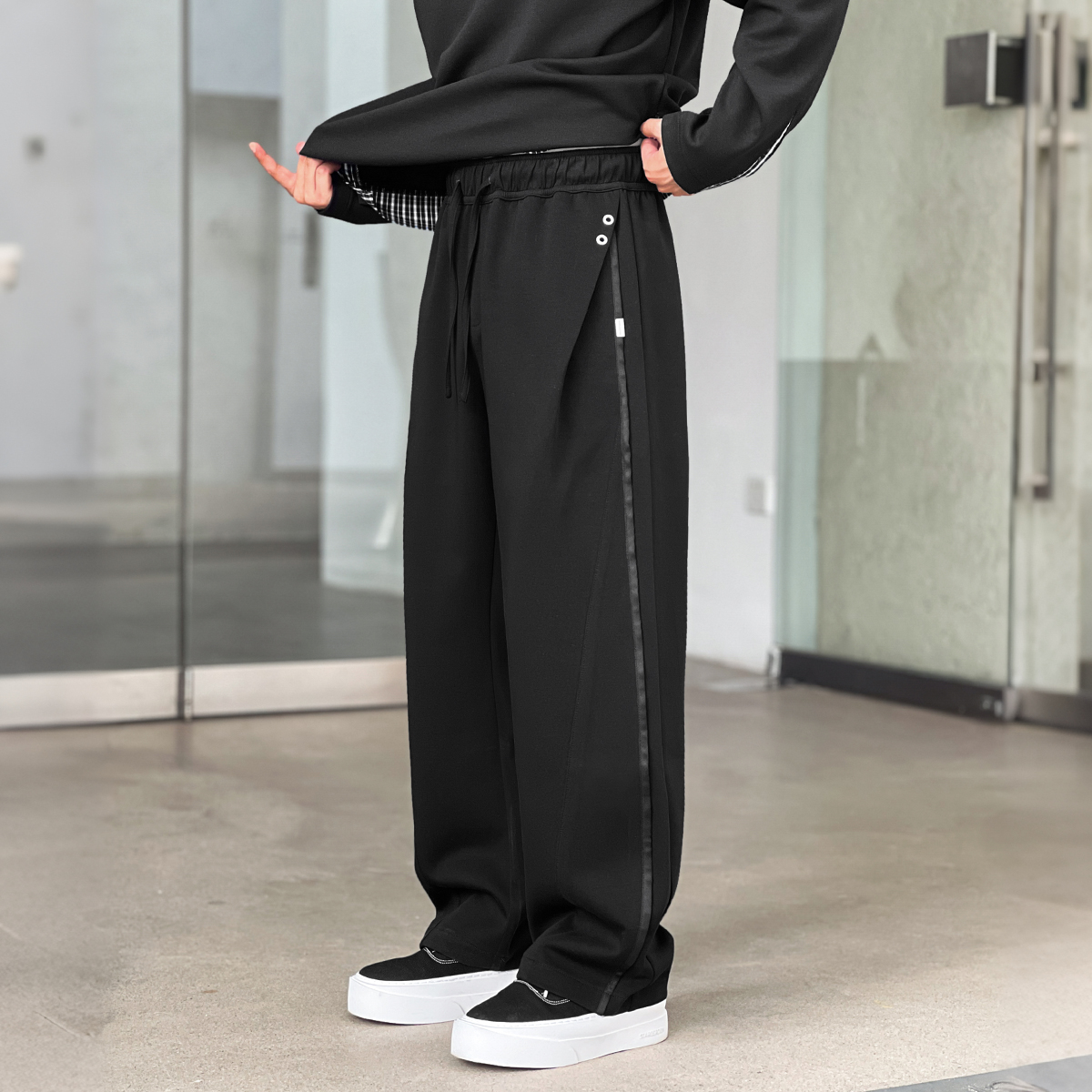 二十二号穿搭高级感垂感休闲裤男士秋冬长裤宽松简约显腿长直筒裤