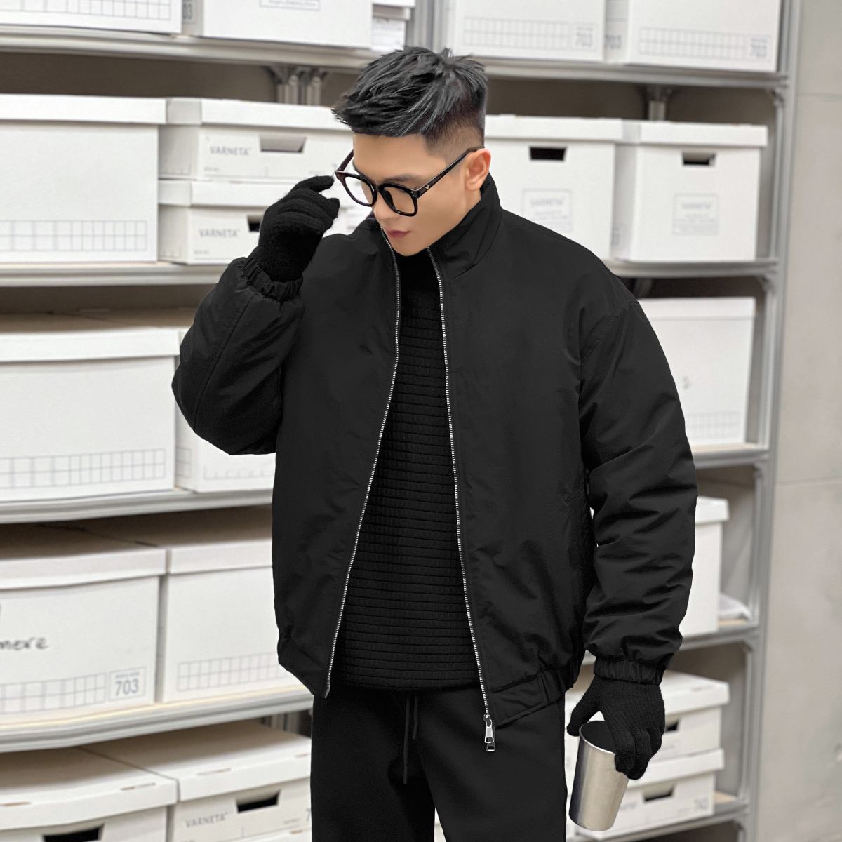 二十二号穿搭“暖感硬核”冬季加厚保暖立领外套夹克男高级感百搭