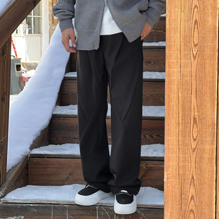 寬松通勤休閑直筒褲 男士 NO22WEAR小眾立體裁片設(shè)計(jì)高級(jí)感毛呢西褲