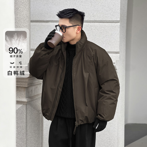 二十二号穿搭“御寒霸气型男”新国标90白鸭绒立领保暖羽绒服外套