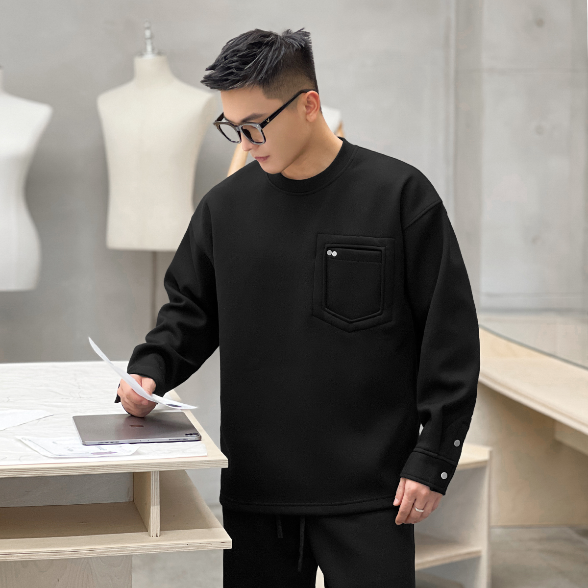 二十二号穿搭“御寒奥粒绒”加厚加绒保暖卫衣男士长袖内搭打底衫