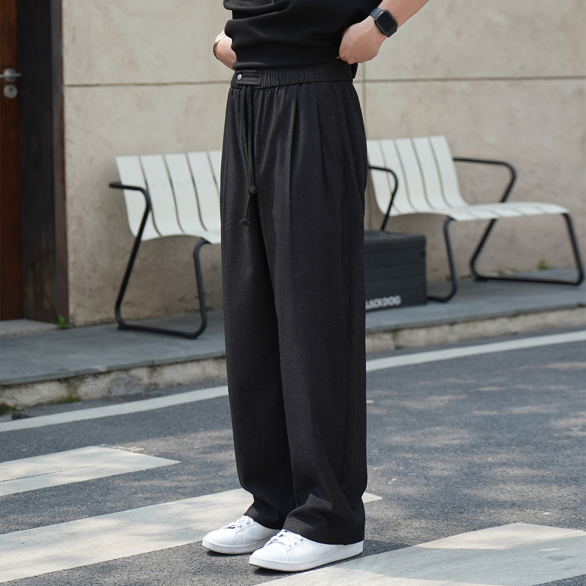 二十二号穿搭【定制阳离子】夏季高级感垂感男士直筒休闲卫裤长裤