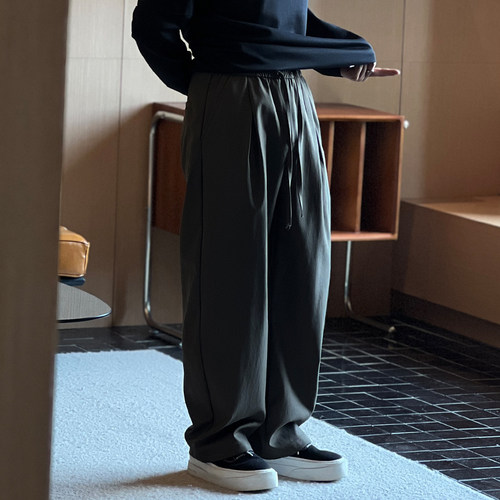 二十二号穿搭男士夏季高级感百搭休闲裤宽松直筒裤设计款垂感长裤