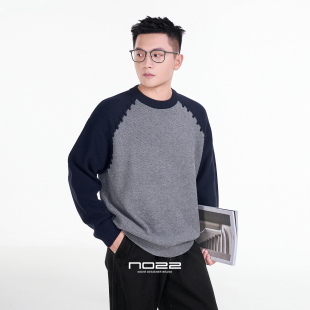 二十二号穿搭手工编织拼接设计重磅加厚男士毛衣冬季针织衫毛线衣