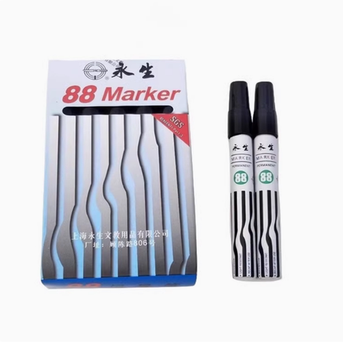 永生记号笔黑色粗头大头笔10支
