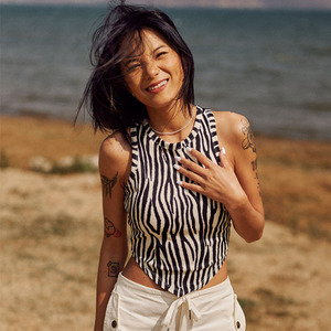 外穿遮肚脐运动内衣斑马休闲工字无袖背心遮副乳健身文胸跑步上衣