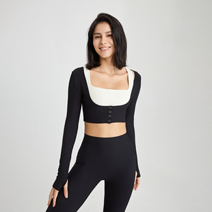 健身长袖弹力运动上衣瑜伽跑步套装文胸训练衣罩衫bra训练三件套