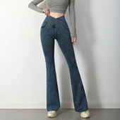 外穿显瘦微喇叭休闲运动女裤 交叉高腰瑜伽裤 收腹高弹健身长裤