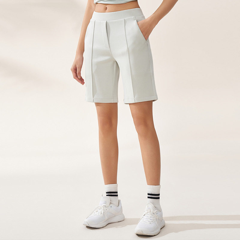 莫代尔女运动五分裤中腰外穿透气单层跑步短裤直筒显瘦休闲裤大码