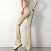 休闲运动外穿长裤 弹力提臀训练跑步裤 女 微喇叭瑜伽裤 防卷边健身裤