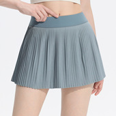 百褶运动休闲短裙一片式 高腰不卷边网球裙口袋羽毛球裙速干半身裙