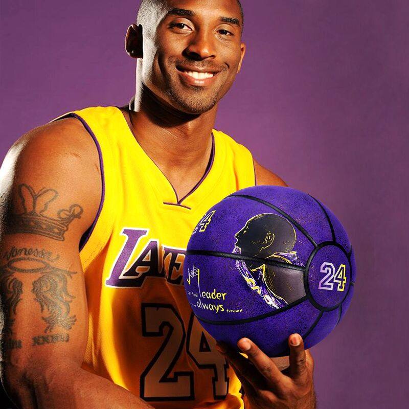 科比篮球纪念湖人队限量版黑曼巴超纤翻毛边刻字7号耐磨软皮正品